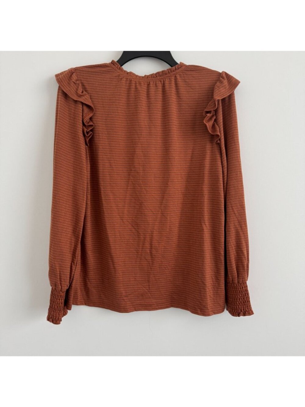 Kaileigh Women Long Sleeve Ruffle With Smocked Cuffs Blouse Top Size M - Picture 2 of 9